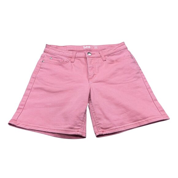 Lee Womens Regular Fit Mid Rise Pink Shorts Size 6M Cotton/Polyester - Picture 1 of 8